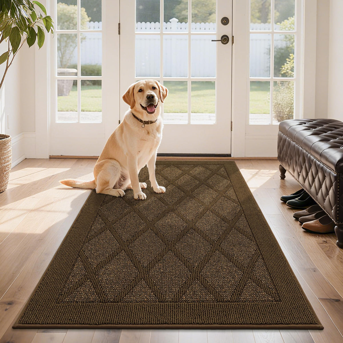 COSY HOMEER Non-Slip Door Mat 20"x32",Entryway Rugs Low Profile,Beige