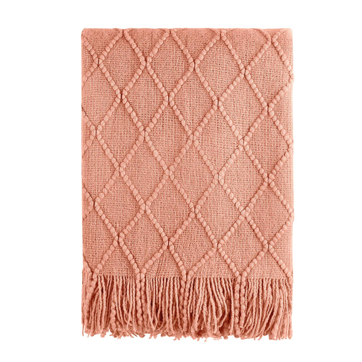 BOURINA Beige Throw Blanket 50x60 Inch Boho Knitted Soft Throw Sofa Blanket