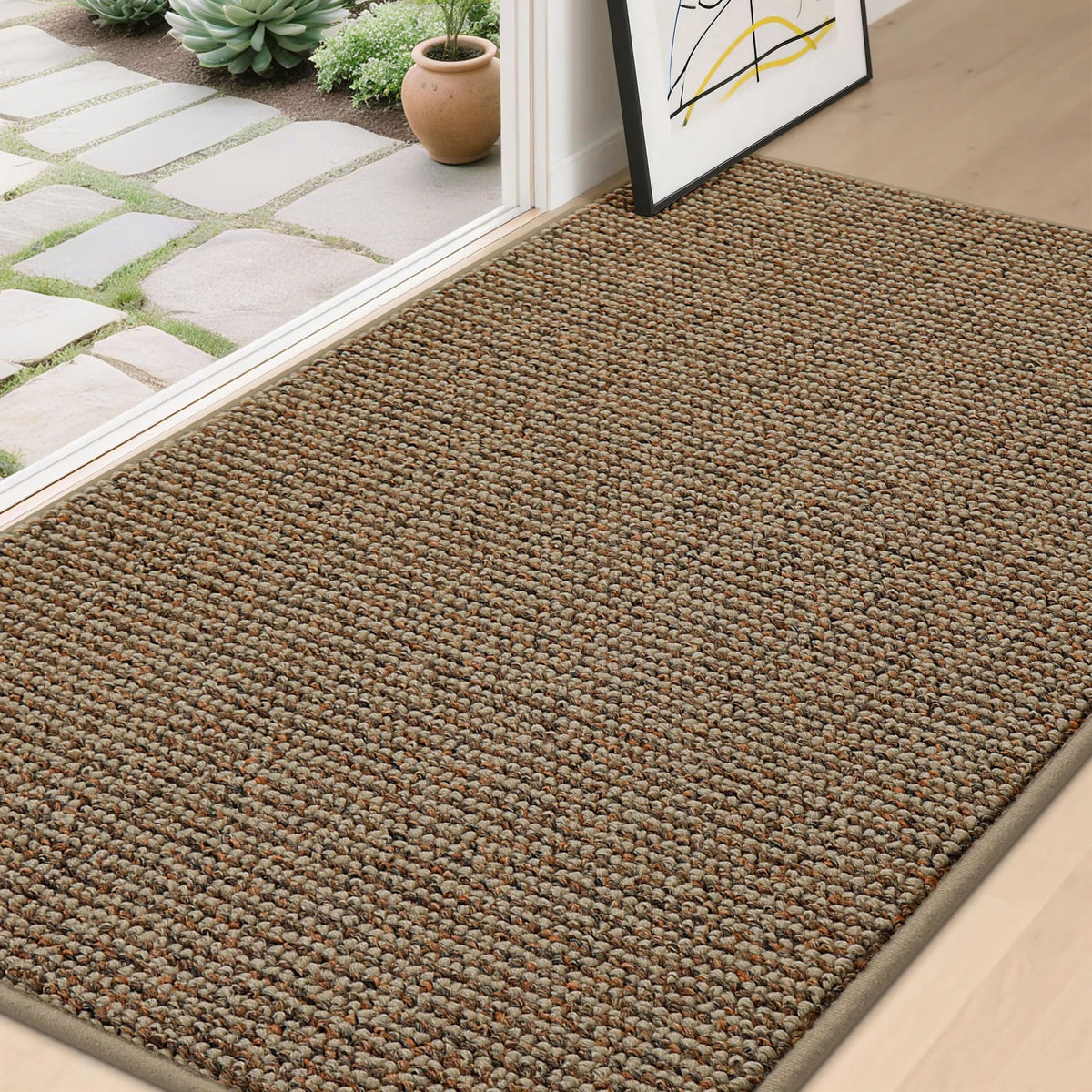BEQHAUSE Dirt Trapper Door Mat 32" x 48", Non-Slip Washable Doormats, Beige