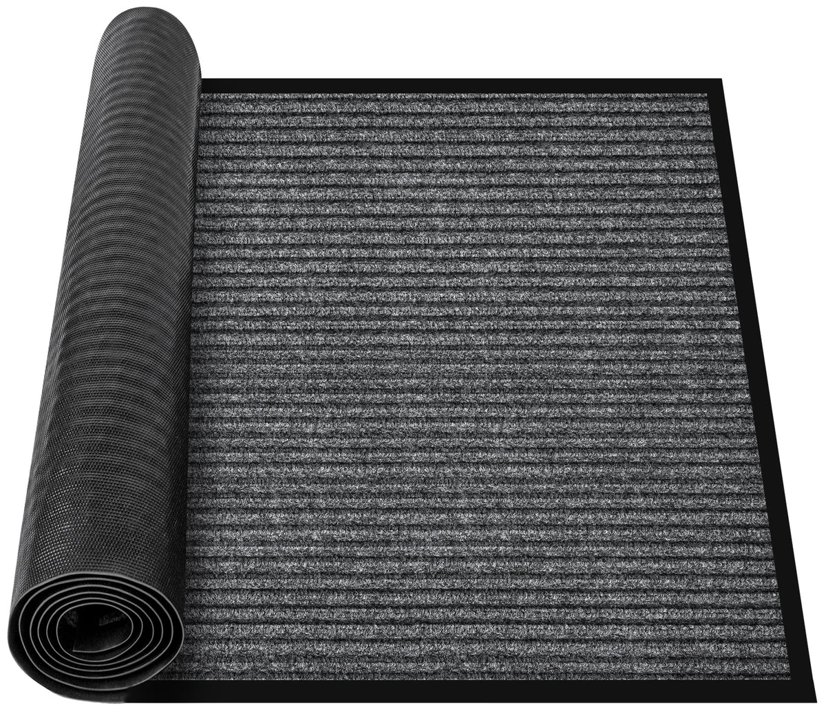 MYFAMIREA Commercial Floor Mat 3' x 5' Extra Large Front Door Industrial Rug Heavy Duty Brush Step Entrance Mat Weather Utility Rug with Non Slip Rubber Backing Low Profile for Entryway, Charcoal Grey