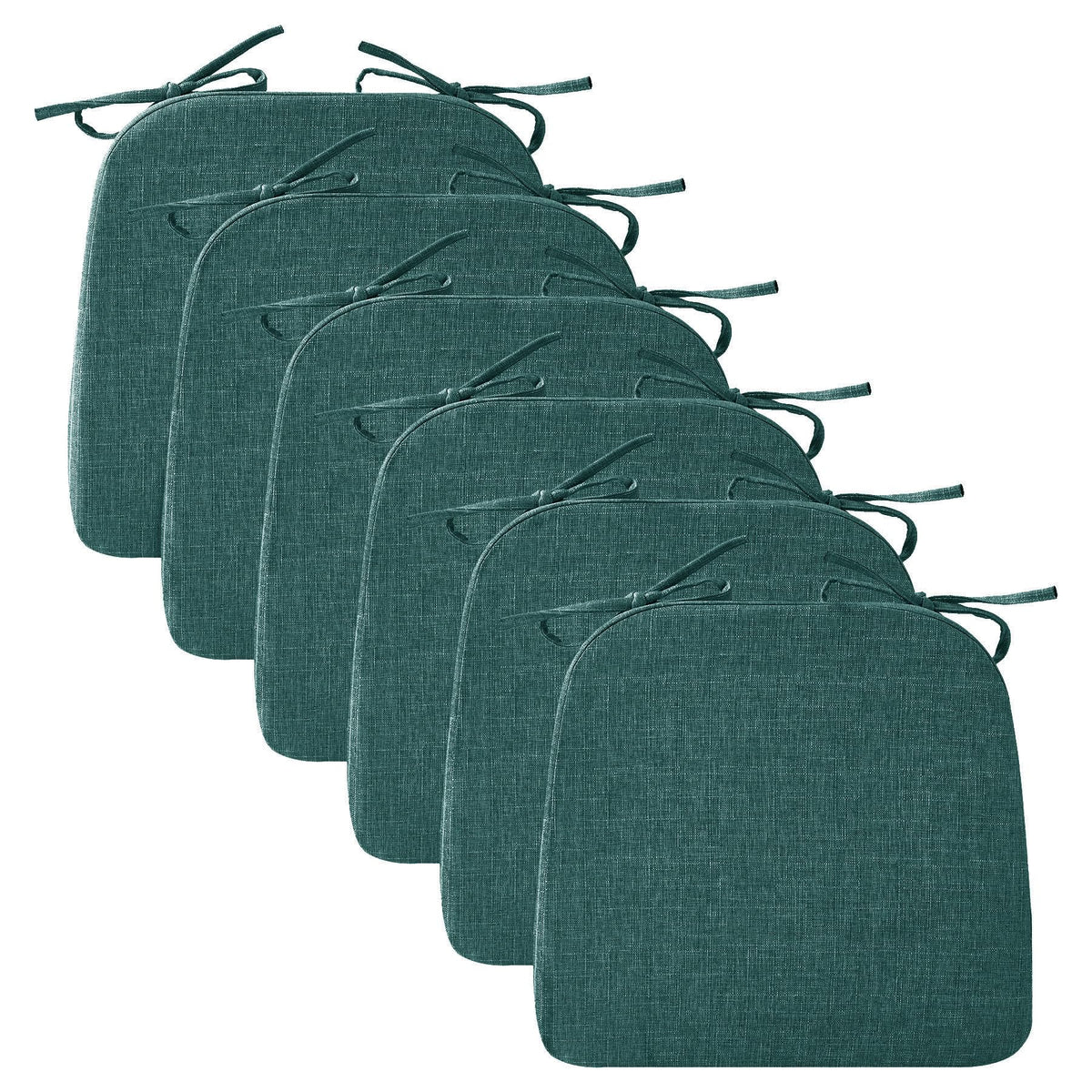 Ruqmuis Chair Cushions for Dining Chairs, 2" Thick Seat Cushions for Kitchen Chairs, D-Shaped Chair Pads with Washable Cover, Ties and Non Slip Backing, 17'' x 16'', Set of 4, Beige