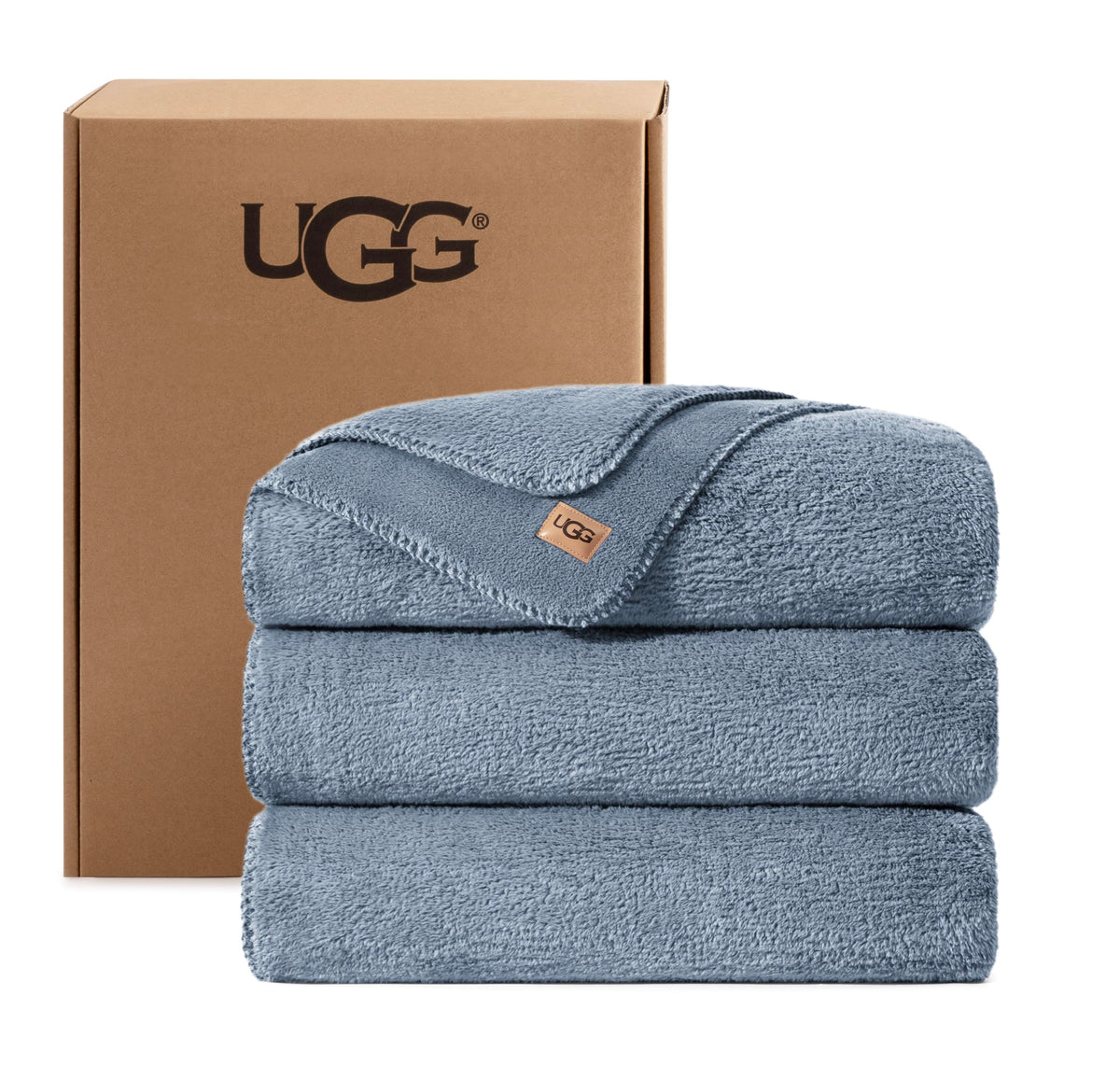 UGG Whitecap Throw Blanket, Soft Fleece Blanket, 50" x 70", Seal Grey