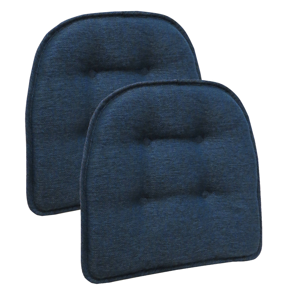 Klear Vu Omega Non-Slip Chair Cushions, Assembled in USA, U-Shaped Skid-Proof Seat Pads for Dining Room, Kitchen, Office, 15"x16" 4 Pack Slub Natural 4 Count
