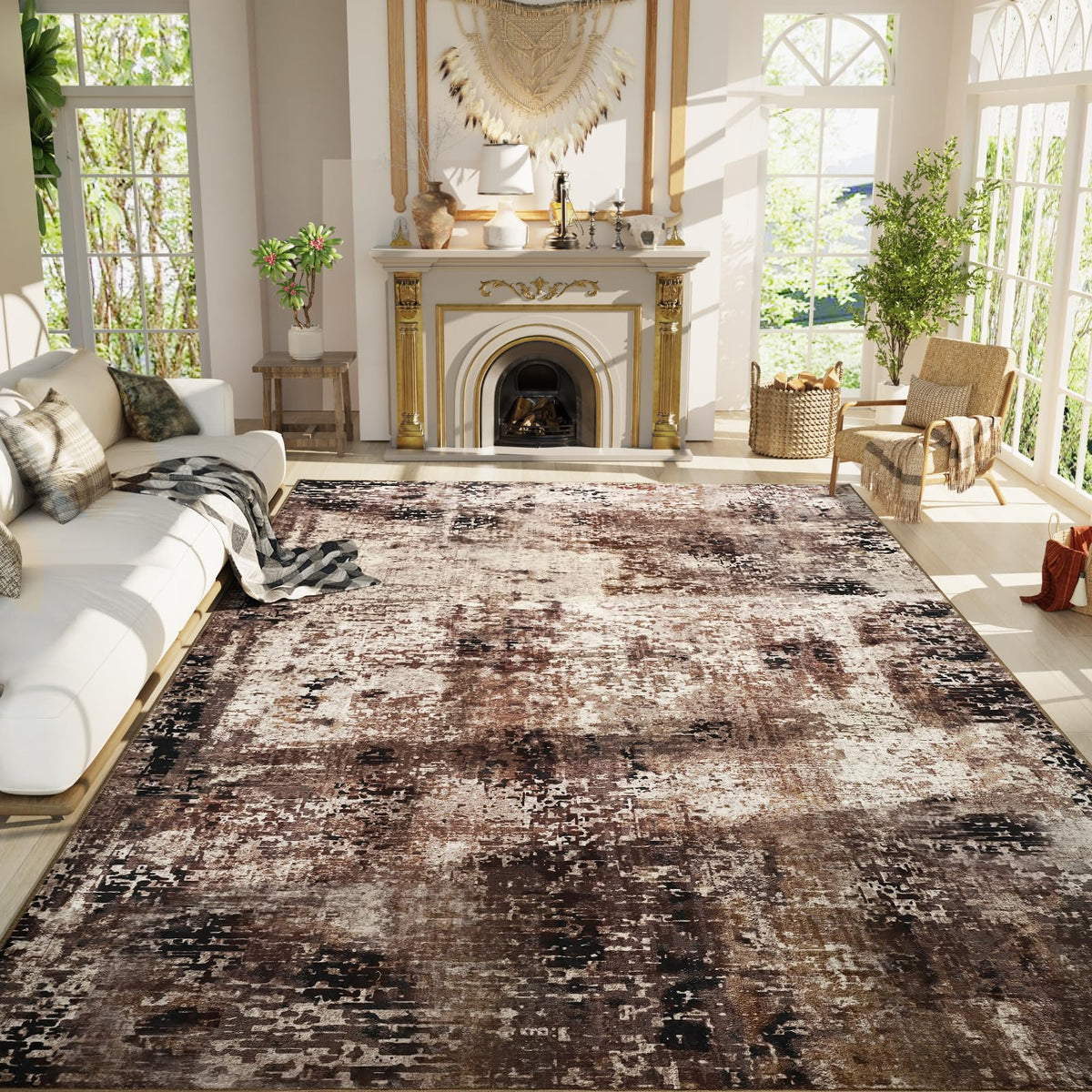 Entrance Rugs Indoor 2x3 Grey Entry Rug Washable Abstract Small Area Rug Non-Slip Low Pile Throw Rugs for Entryway, Kitchen Floor, Front Door Indoor Door Mat, Bathroom, Bedroom Bedside