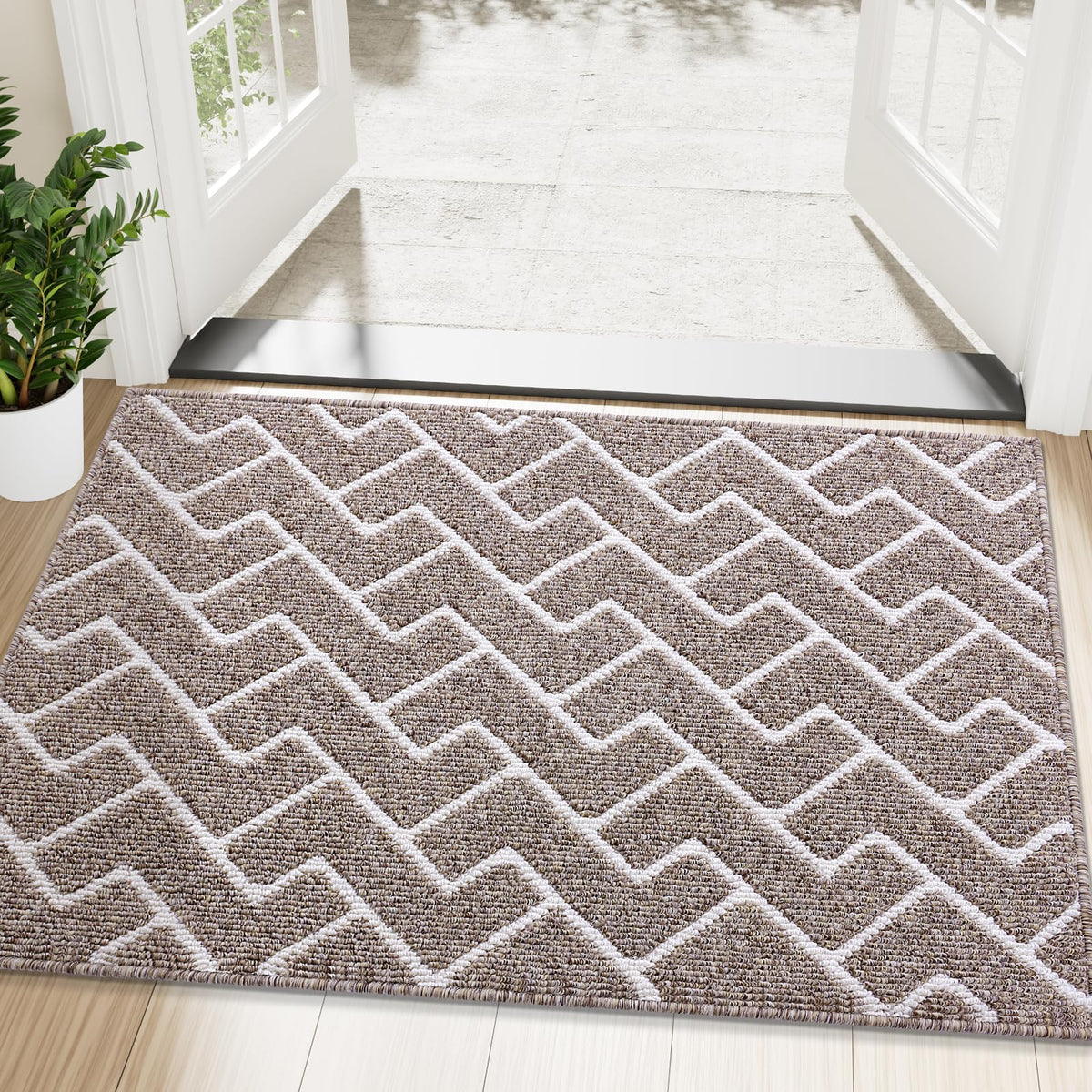 OLANLY Indoor Door Mat 32x20, Low-Profile Dirt Resistant Doormat, Grey