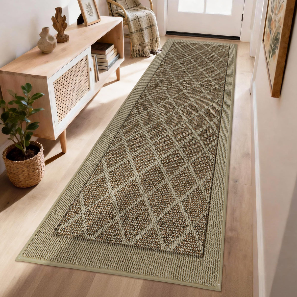 COSY HOMEER Non-Slip Door Mat 20"x32",Entryway Rugs Low Profile,Beige