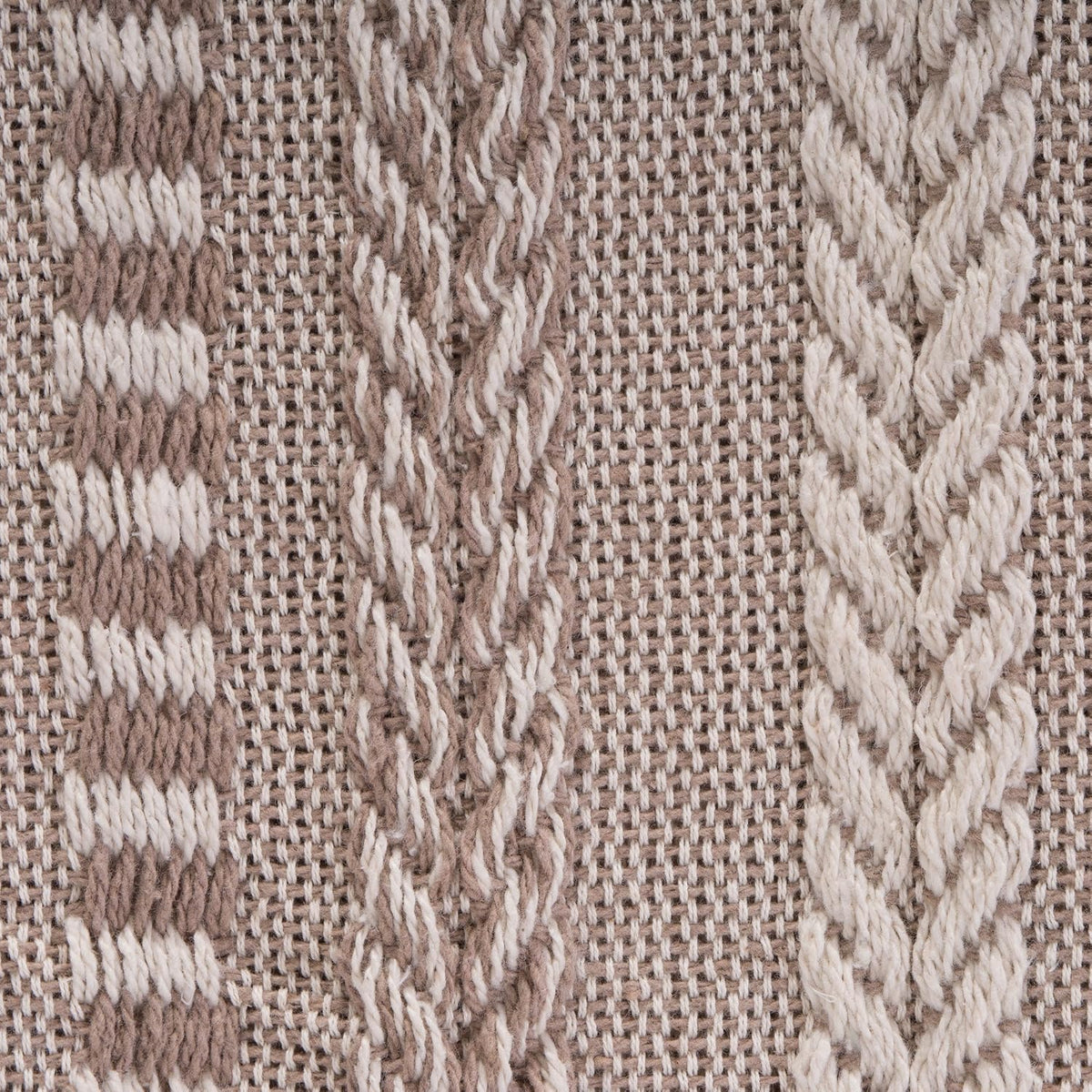 DII Braided Striped Throw Blanket, 50x60, Stone on Cream