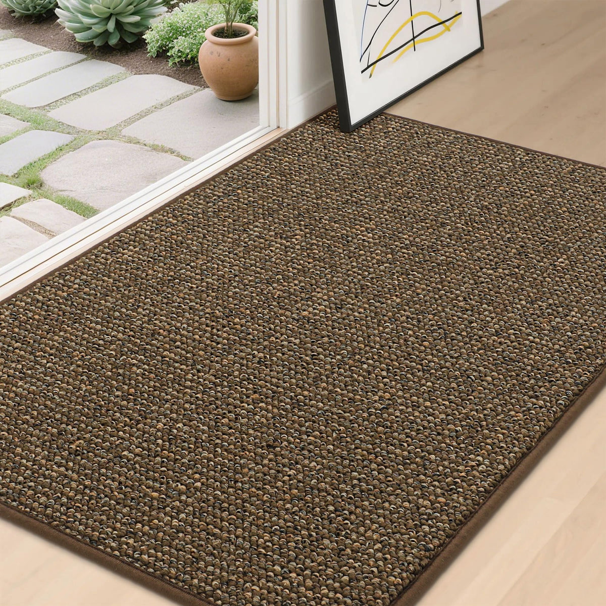 BEQHAUSE Dirt Trapper Door Mat 24" x 36", Non-Slip Washable Doormats, Beige
