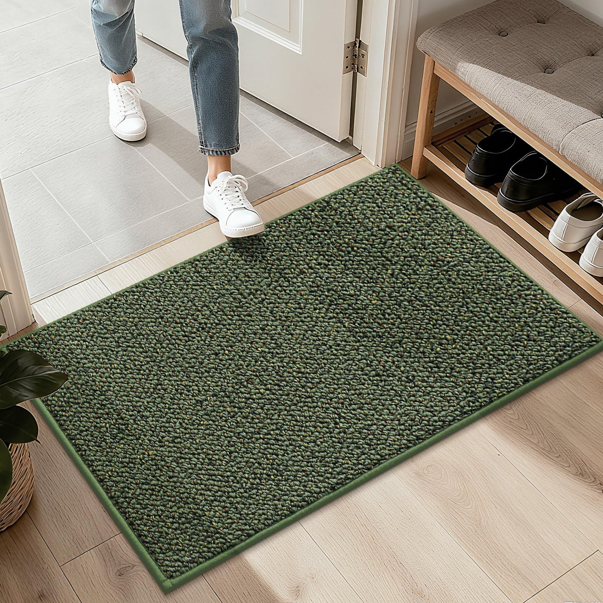 BEQHAUSE 2x3 Entryway Rug Indoor Door Mat Non-Slip Washable, Taupe