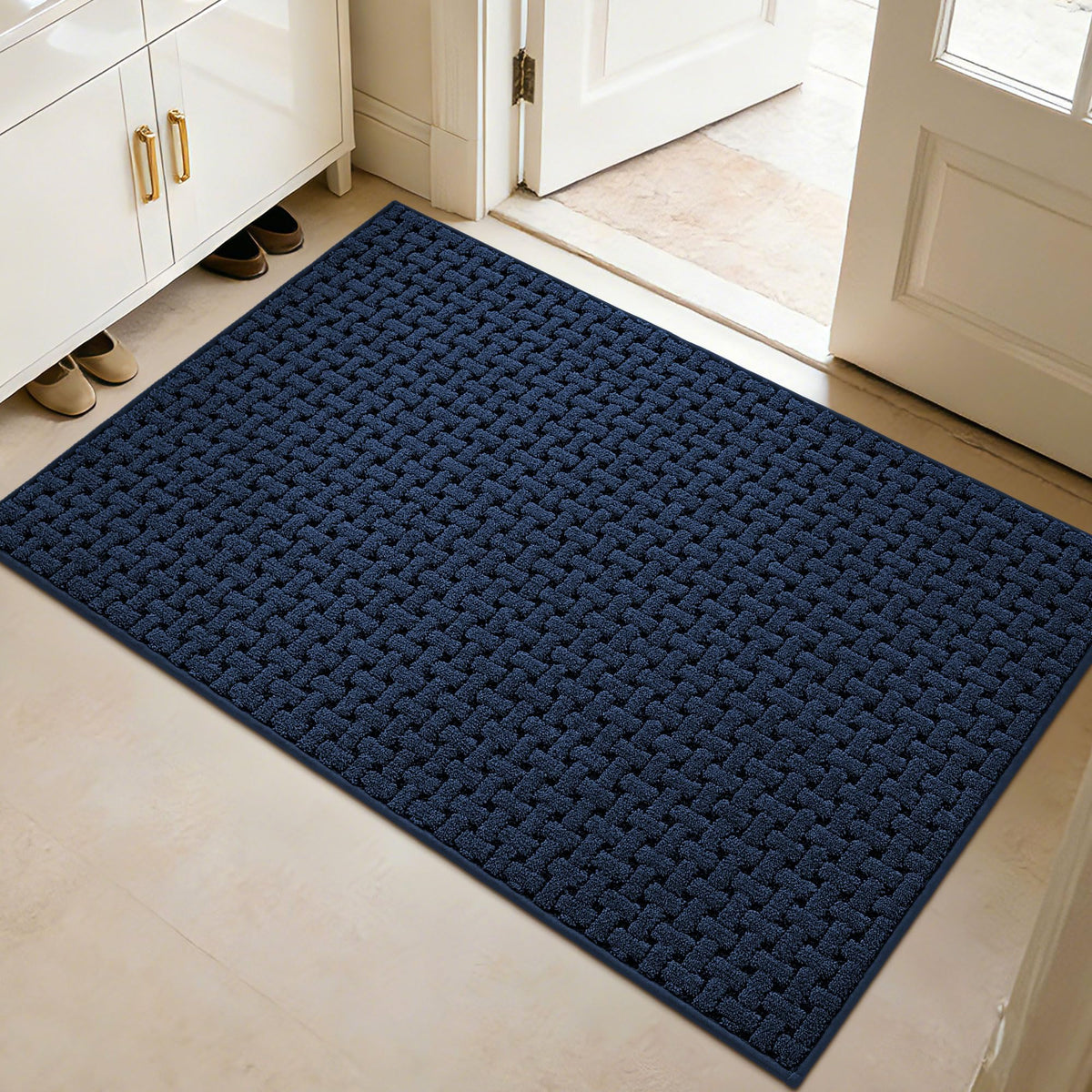 Door Mat Indoor Entrance 36"x60", Non-Slip Entryway Rugs, Blue