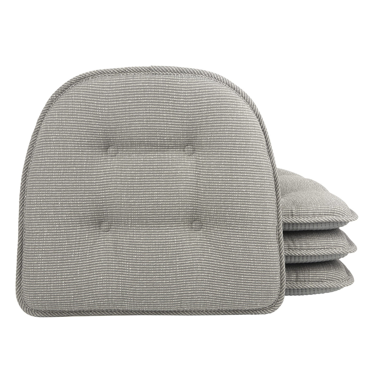 Klear Vu Omega Non-Slip Chair Cushions, Assembled in USA, U-Shaped Skid-Proof Seat Pads for Dining Room, Kitchen, Office, 15"x16" 4 Pack Slub Natural 4 Count