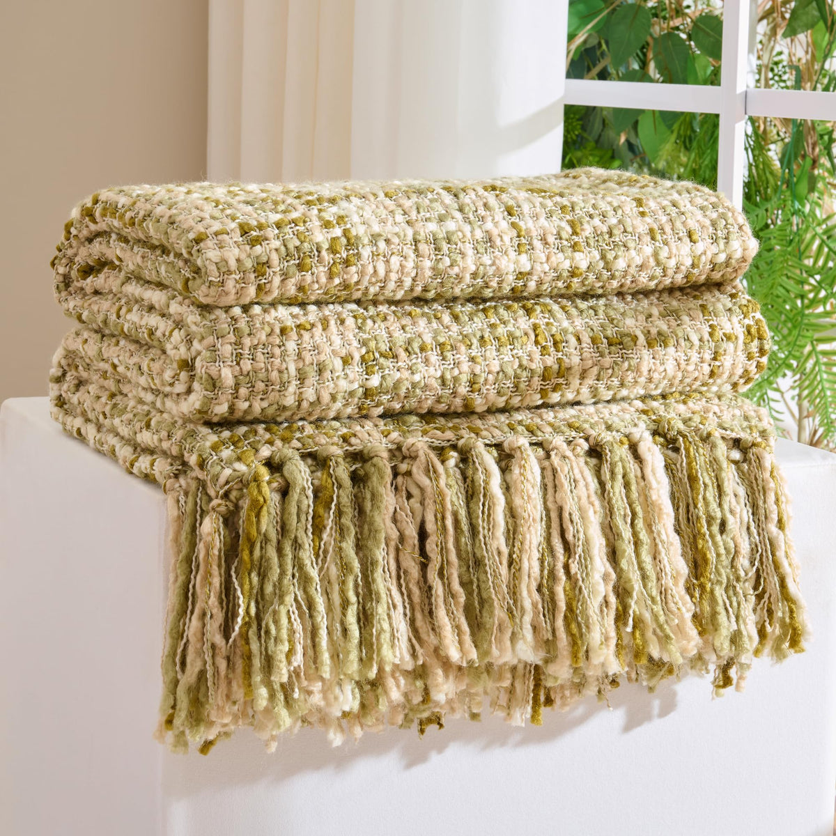 Multi-Color Cable Woven Throw Blanket for Couch - 50"X60"