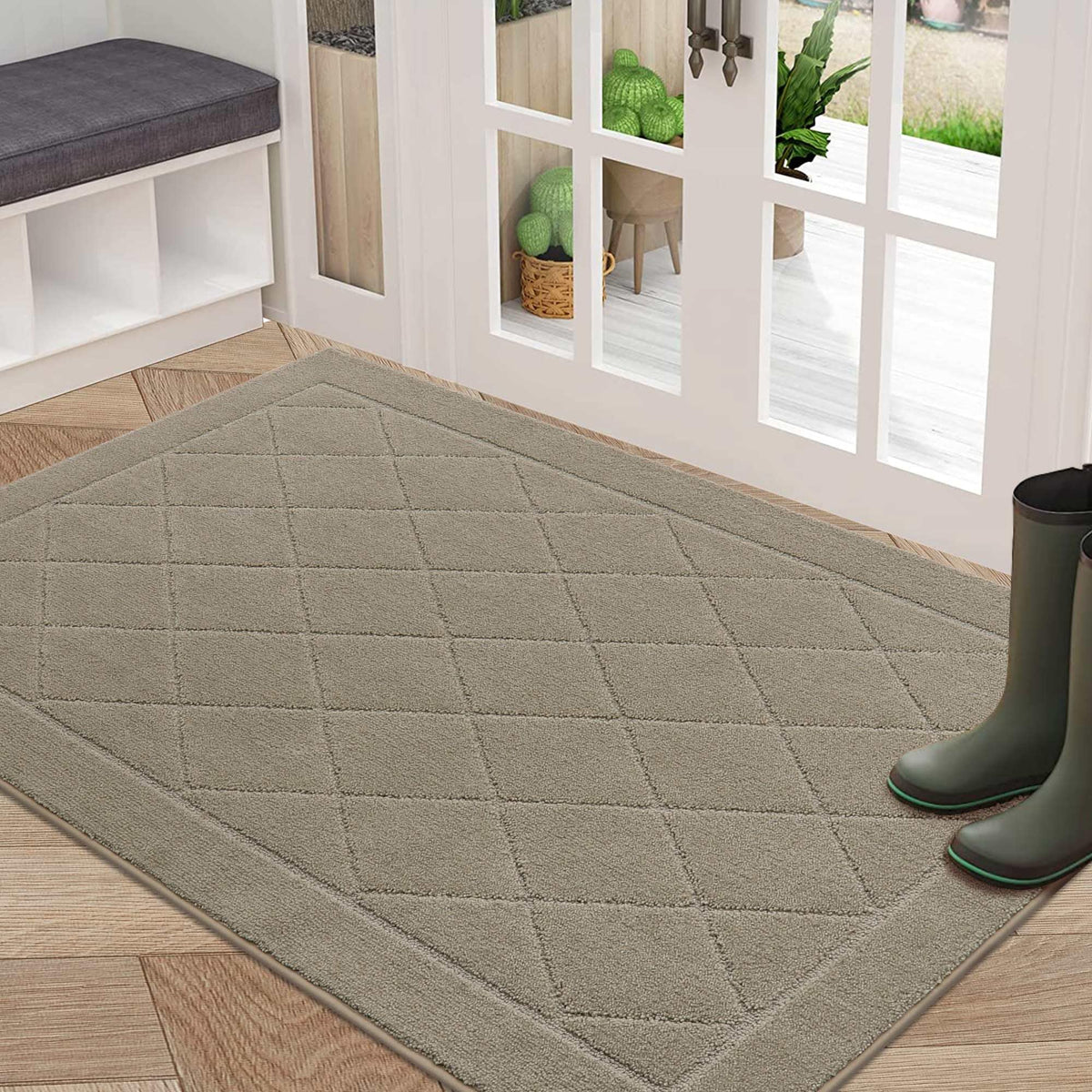 BEQHAUSE Dirt Trapper Door Mat 32" x 48", Doormat Non-Slip, Dark Grey
