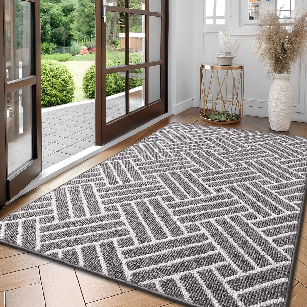 OLANLY Indoor Door Mat 32x20, Low-Profile Dirt Resistant Doormat, Grey