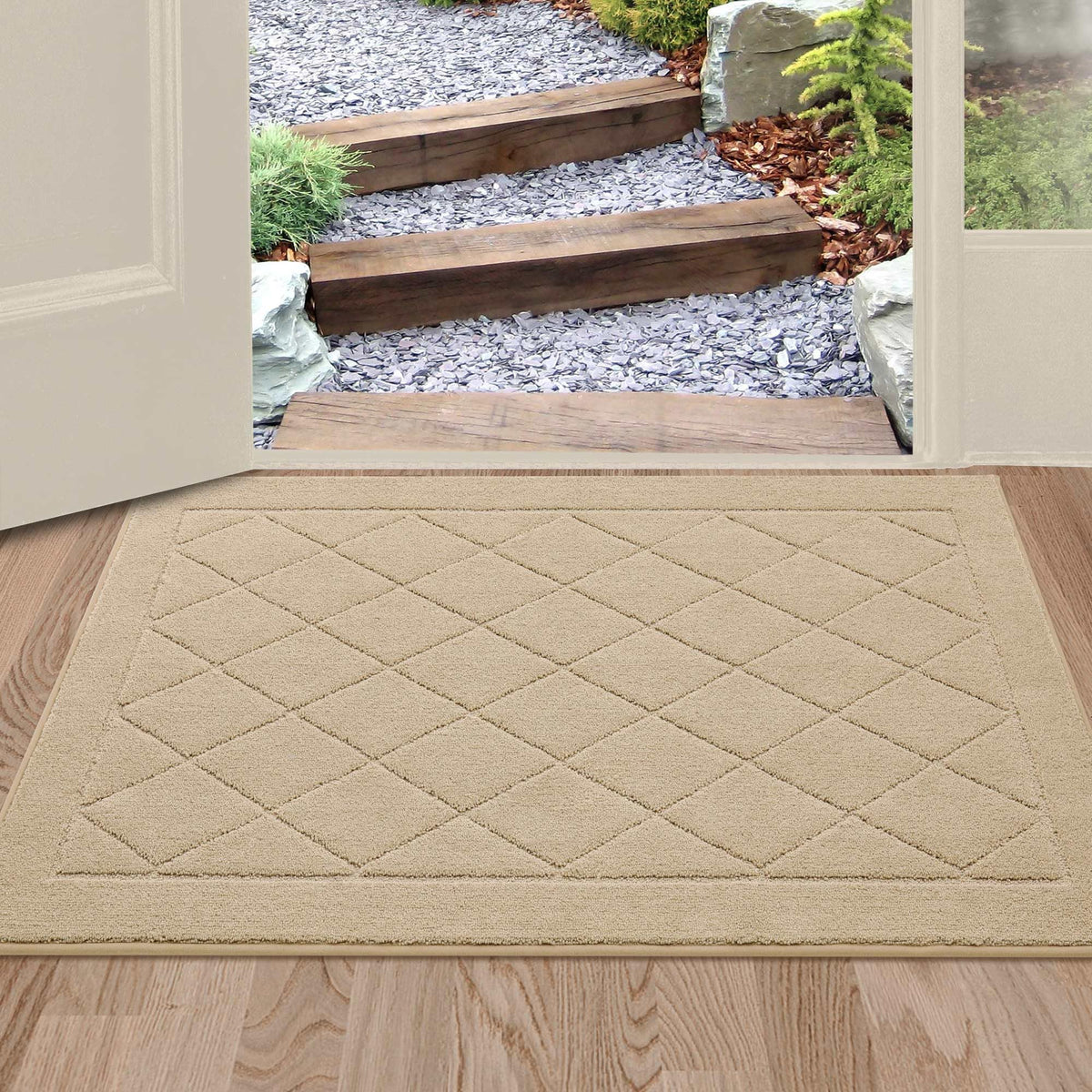 BEQHAUSE Dirt Trapper Door Mat 32" x 48", Doormat Non-Slip, Dark Grey