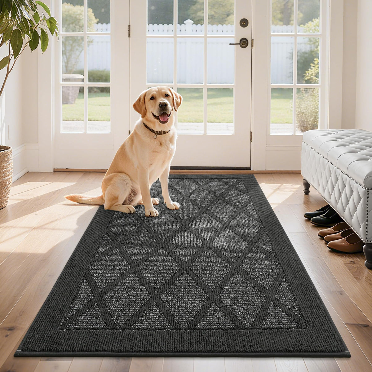 COSY HOMEER Non-Slip Door Mat 20"x32",Entryway Rugs Low Profile,Beige