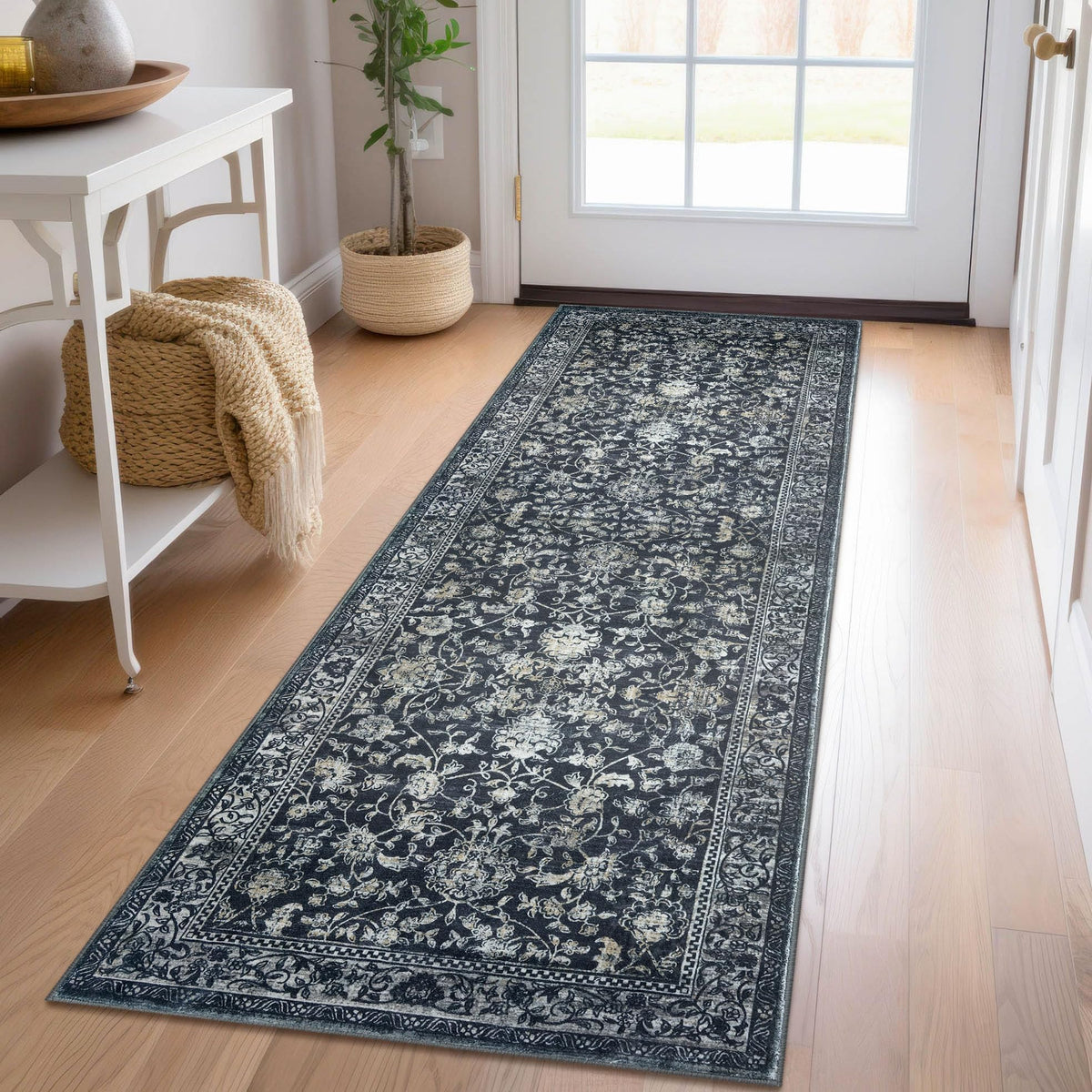 KILOCOCO 2x3 Washable Rug Small Entryway Rugs Indoor Door Mat, Blue/Navy