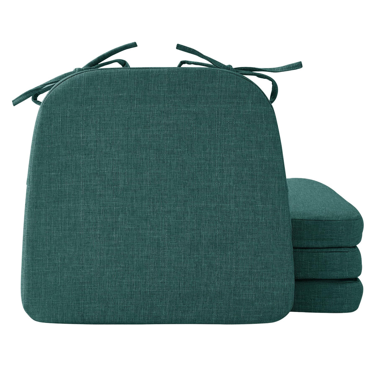 Ruqmuis Chair Cushions for Dining Chairs, 2" Thick Seat Cushions for Kitchen Chairs, D-Shaped Chair Pads with Washable Cover, Ties and Non Slip Backing, 17'' x 16'', Set of 4, Beige