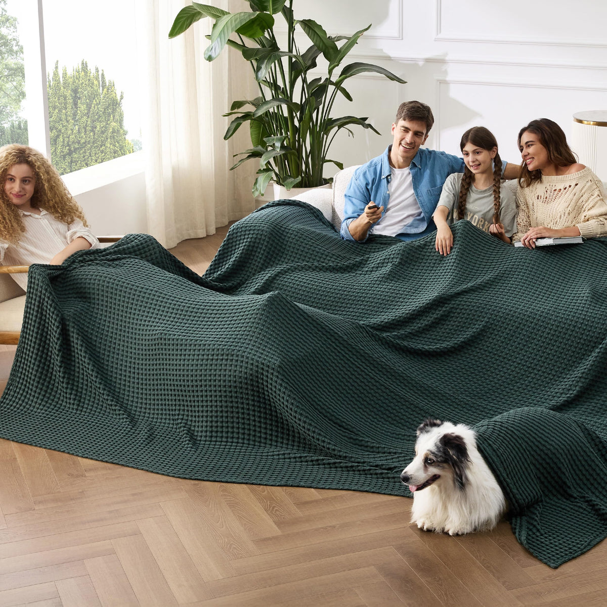 Bedsure Cooling Waffle Blanket for Hot Sleepers, Natural, King, 104" X 90"