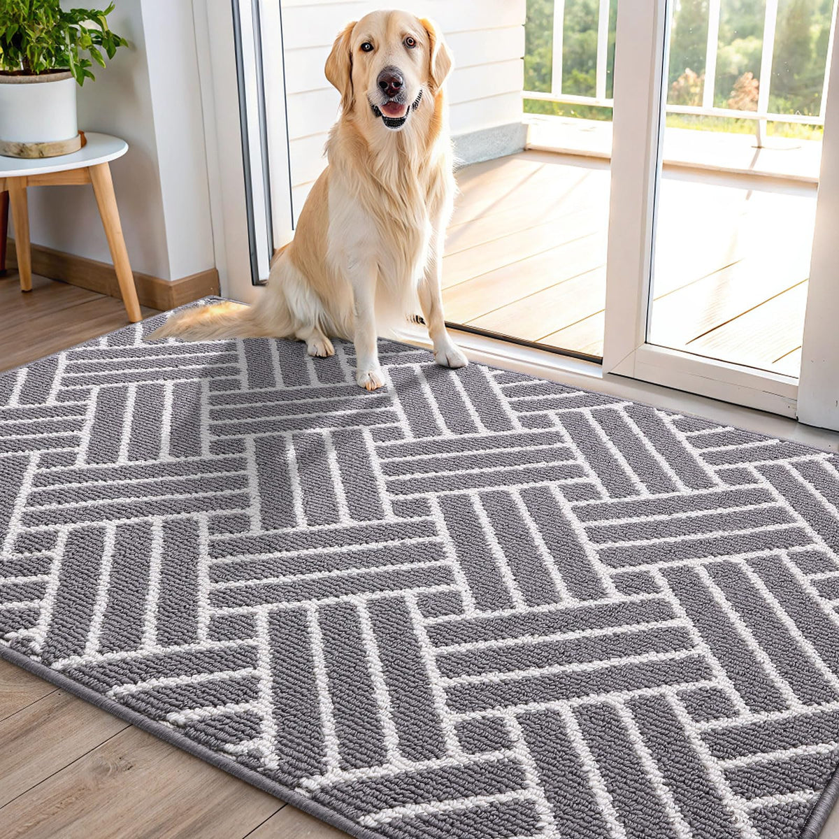 OLANLY Indoor Door Mat 32x20, Low-Profile Dirt Resistant Doormat, Grey