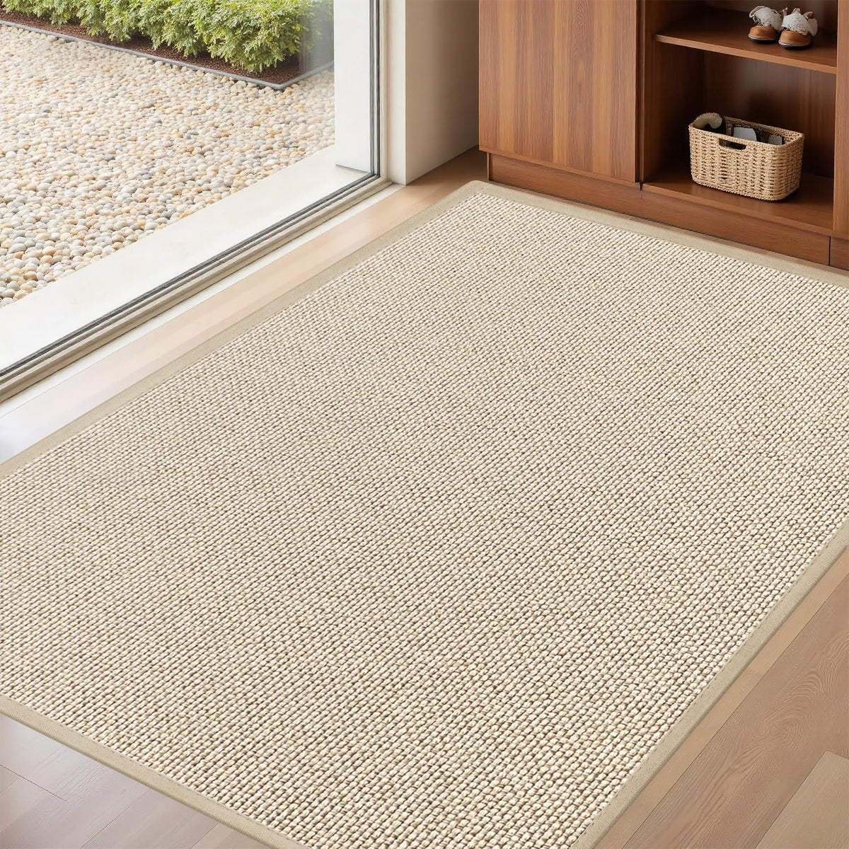LEKEEPGO Door Mat 17"x29", Non Slip Washable Indoor Door Mat, Khaki