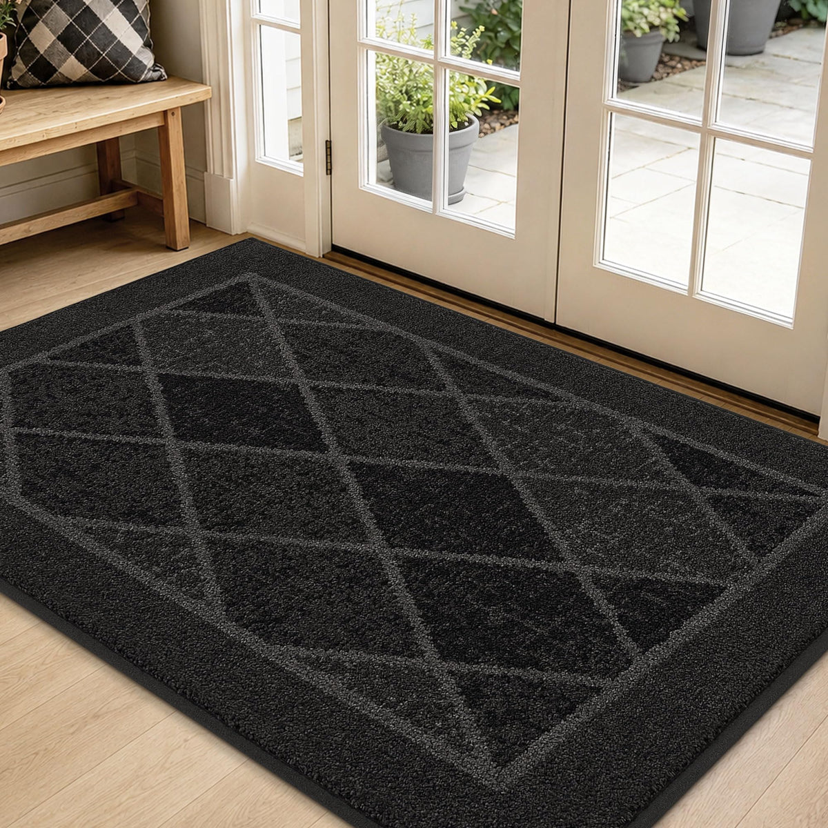 BEQHAUSE Dirt Trapper Door Mat 32" x 48", Doormat Non-Slip, Dark Grey