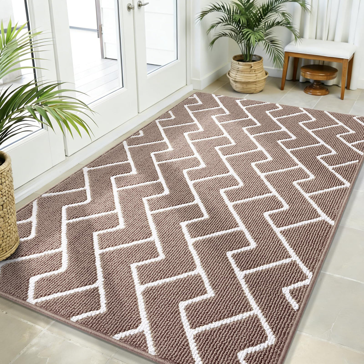 OLANLY Indoor Door Mat 32x20, Low-Profile Dirt Resistant Doormat, Grey