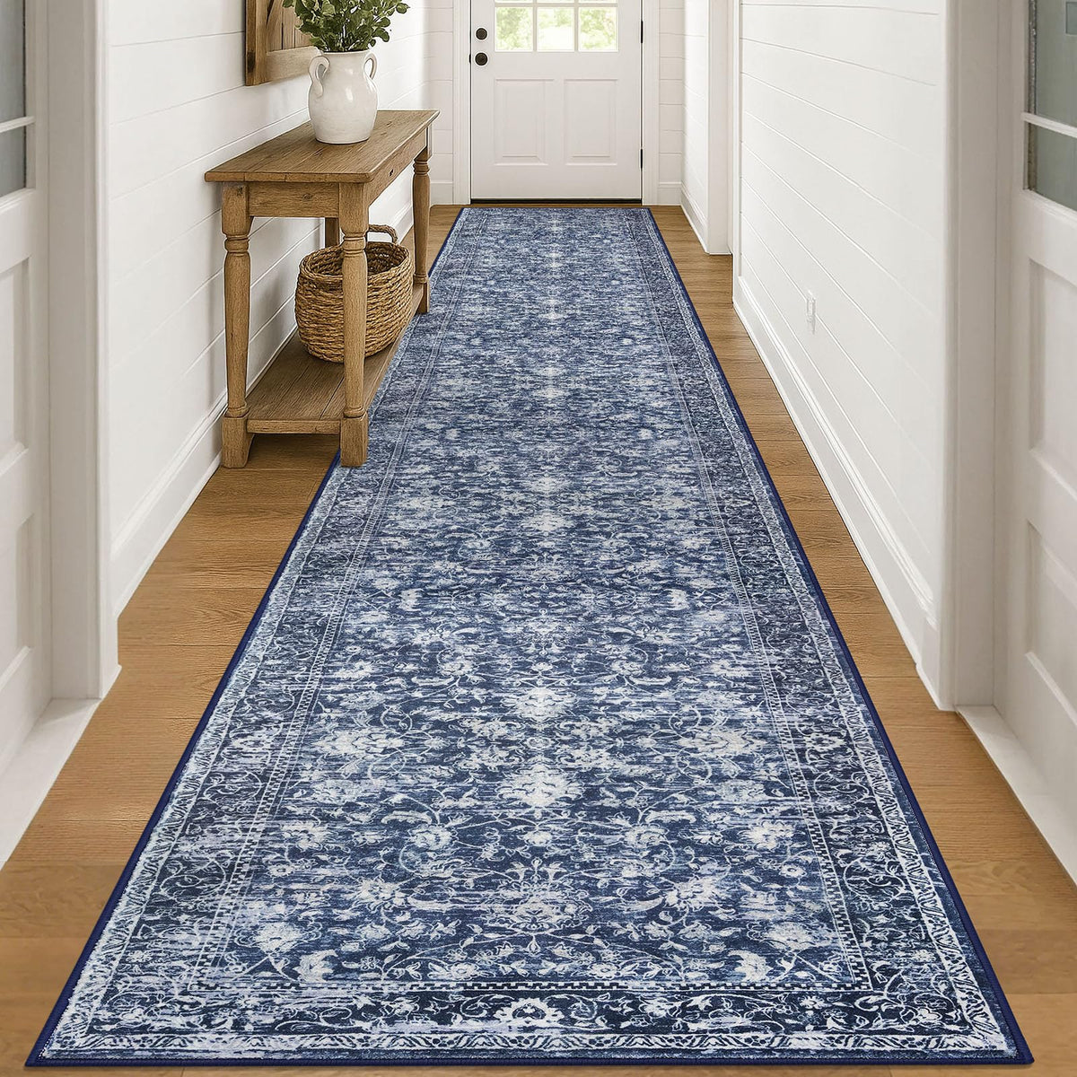 KILOCOCO 2x3 Washable Rug Small Entryway Rugs Indoor Door Mat, Blue/Navy