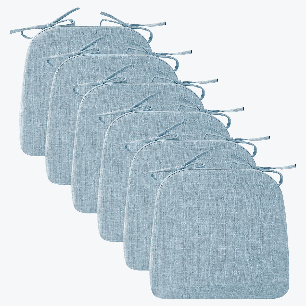 Ruqmuis Chair Cushions for Dining Chairs, 2" Thick Seat Cushions for Kitchen Chairs, D-Shaped Chair Pads with Washable Cover, Ties and Non Slip Backing, 17'' x 16'', Set of 4, Beige