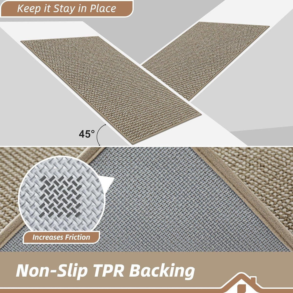 BEQHAUSE Dirt Trapper Door Mat 20" x 32", Non-Slip Washable, Light Beige