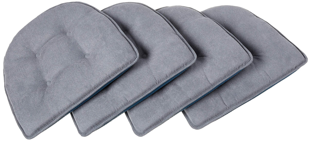 Klear Vu Omega Non-Slip Chair Cushions, Assembled in USA, U-Shaped Skid-Proof Seat Pads for Dining Room, Kitchen, Office, 15"x16" 4 Pack Slub Natural 4 Count