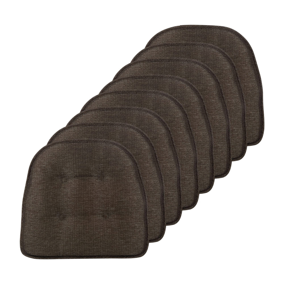 Klear Vu Omega Non-Slip Chair Cushions, Assembled in USA, U-Shaped Skid-Proof Seat Pads for Dining Room, Kitchen, Office, 15"x16" 4 Pack Slub Natural 4 Count