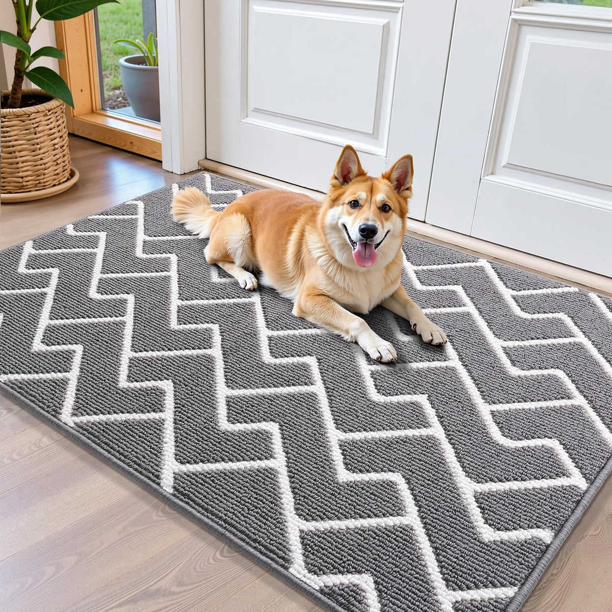 OLANLY Indoor Door Mat 32x20, Low-Profile Dirt Resistant Doormat, Grey
