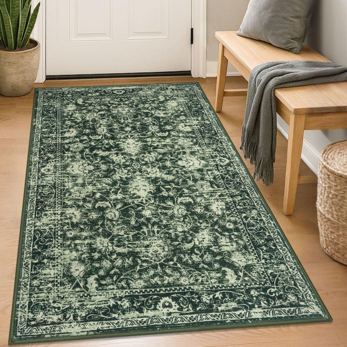 KILOCOCO 2x3 Washable Rug Small Entryway Rugs Indoor Door Mat, Blue/Navy
