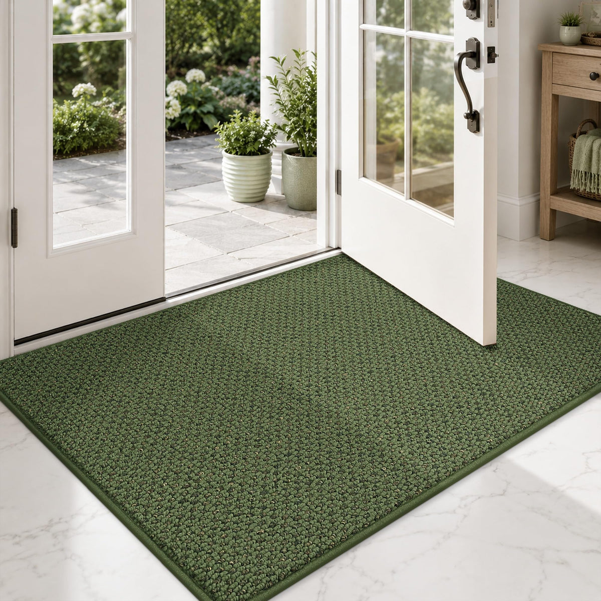 COSY HOMEER Door Mat Non-Slip Entryway Rugs Dirt Trapper, 17"x30", Beige