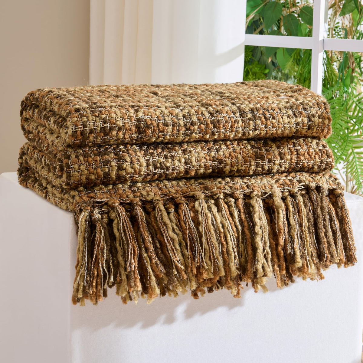 Multi-Color Cable Woven Throw Blanket for Couch - 50"X60"