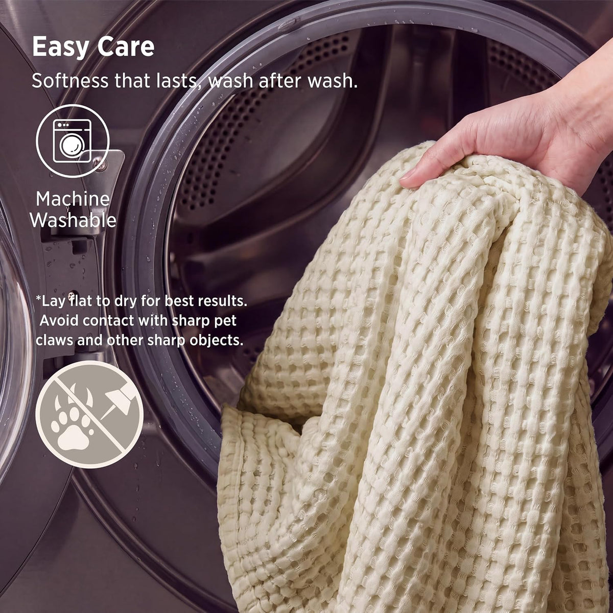 Bedsure Cooling Waffle Blanket for Hot Sleepers, Natural, King, 104" X 90"