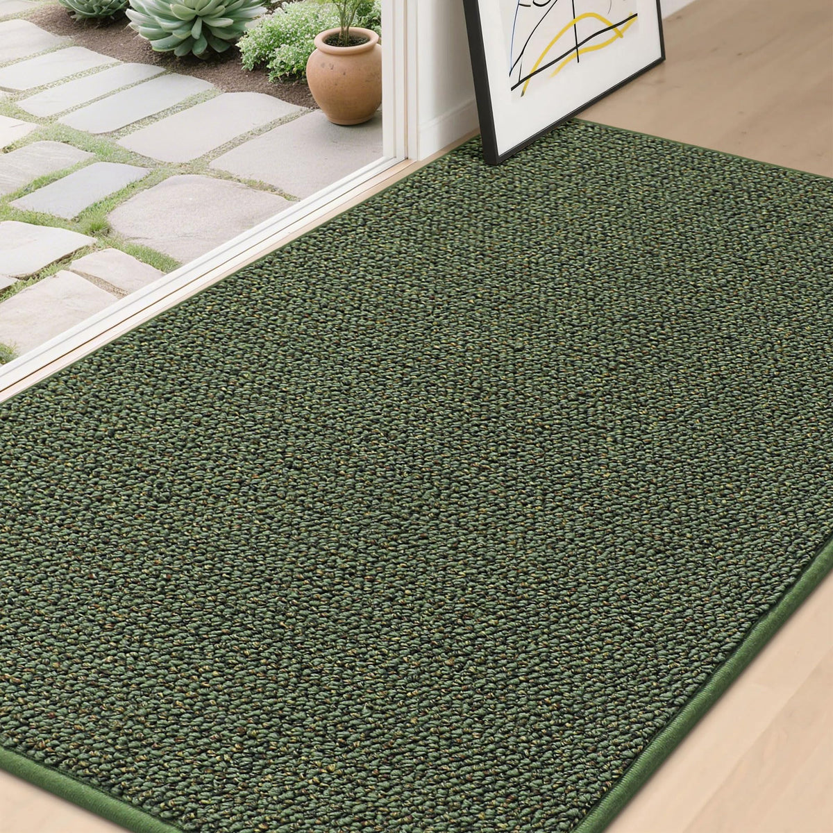 BEQHAUSE Dirt Trapper Door Mat 20" x 32", Non-Slip Washable, Light Beige
