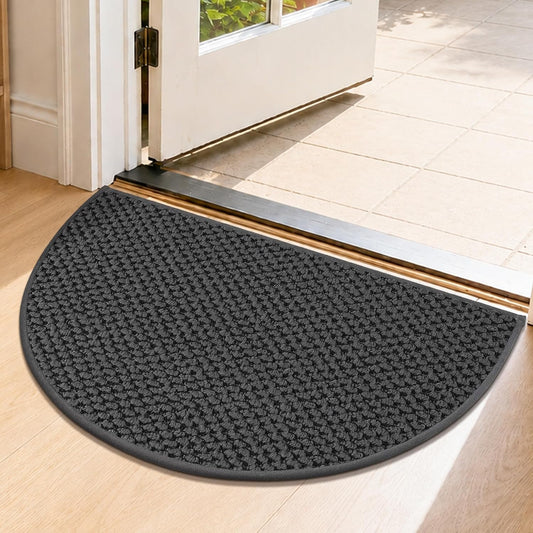 Dirt Trapper Door Mat 17" x 30", Non-Slip, Half Circle, Dark Grey