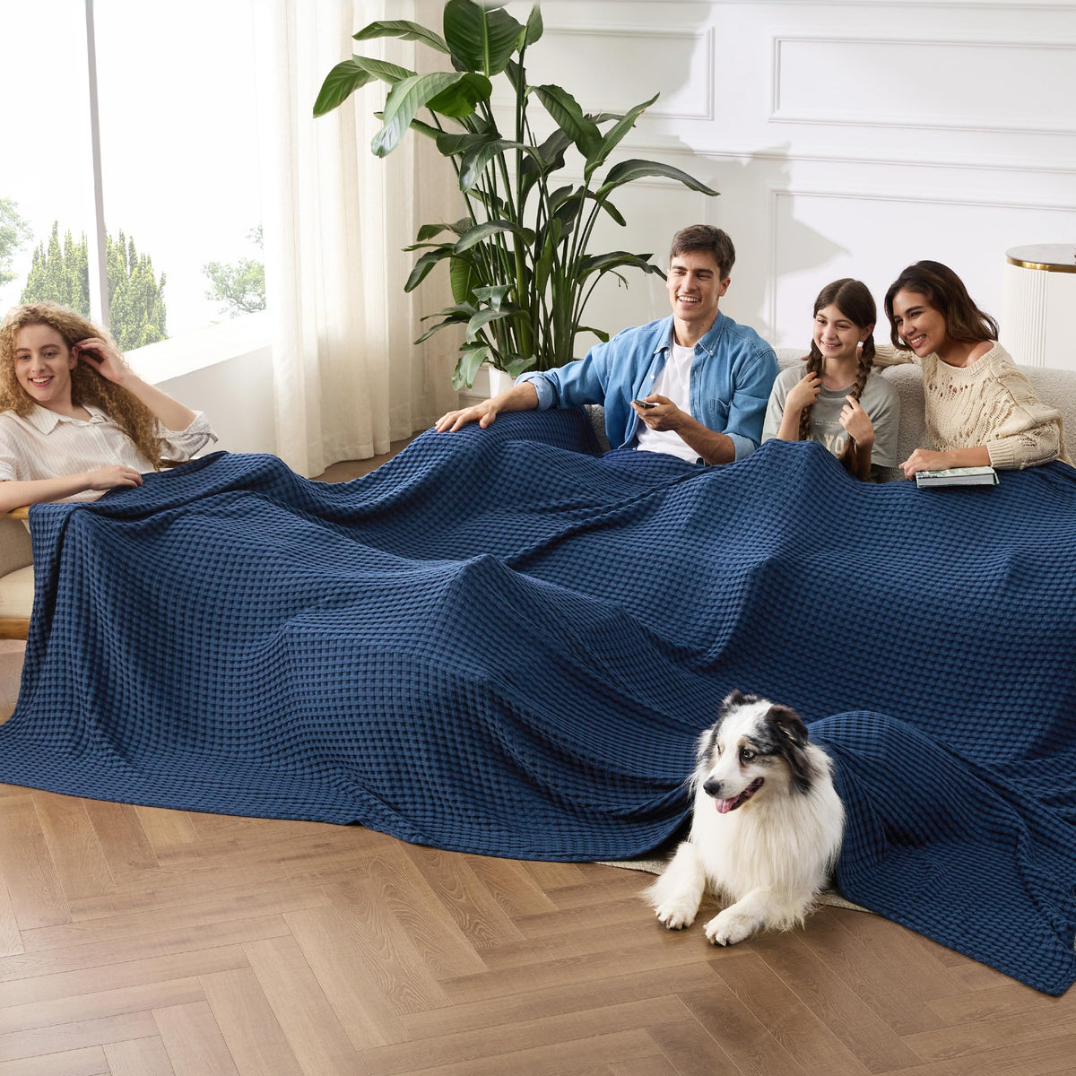 Bedsure Cooling Waffle Blanket for Hot Sleepers, Natural, King, 104" X 90"