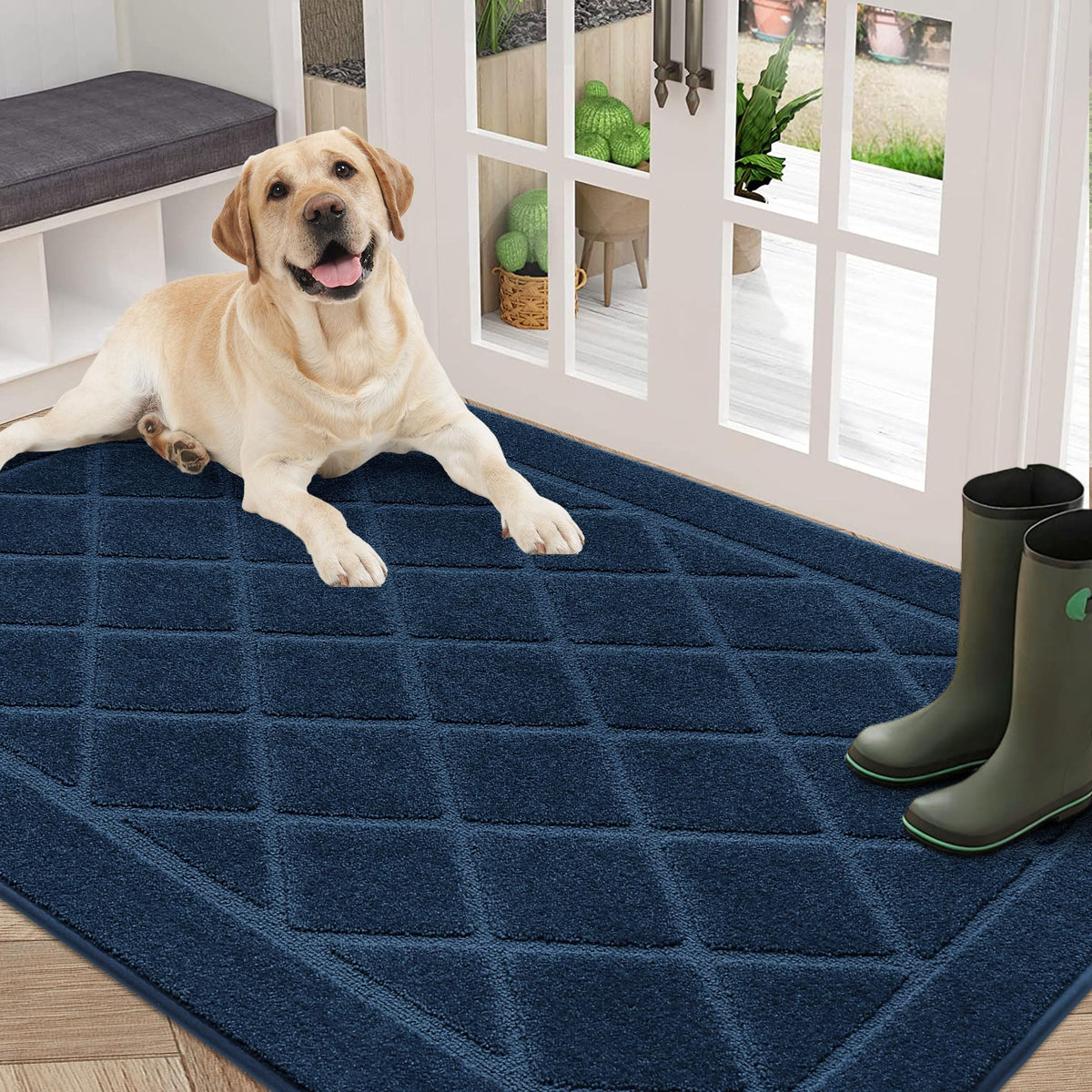 BEQHAUSE Dirt Trapper Door Mat 32" x 48", Doormat Non-Slip, Dark Grey