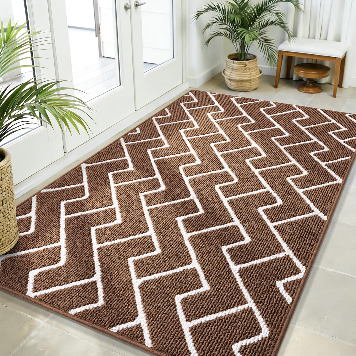OLANLY Indoor Door Mat 32x20, Low-Profile Dirt Resistant Doormat, Grey