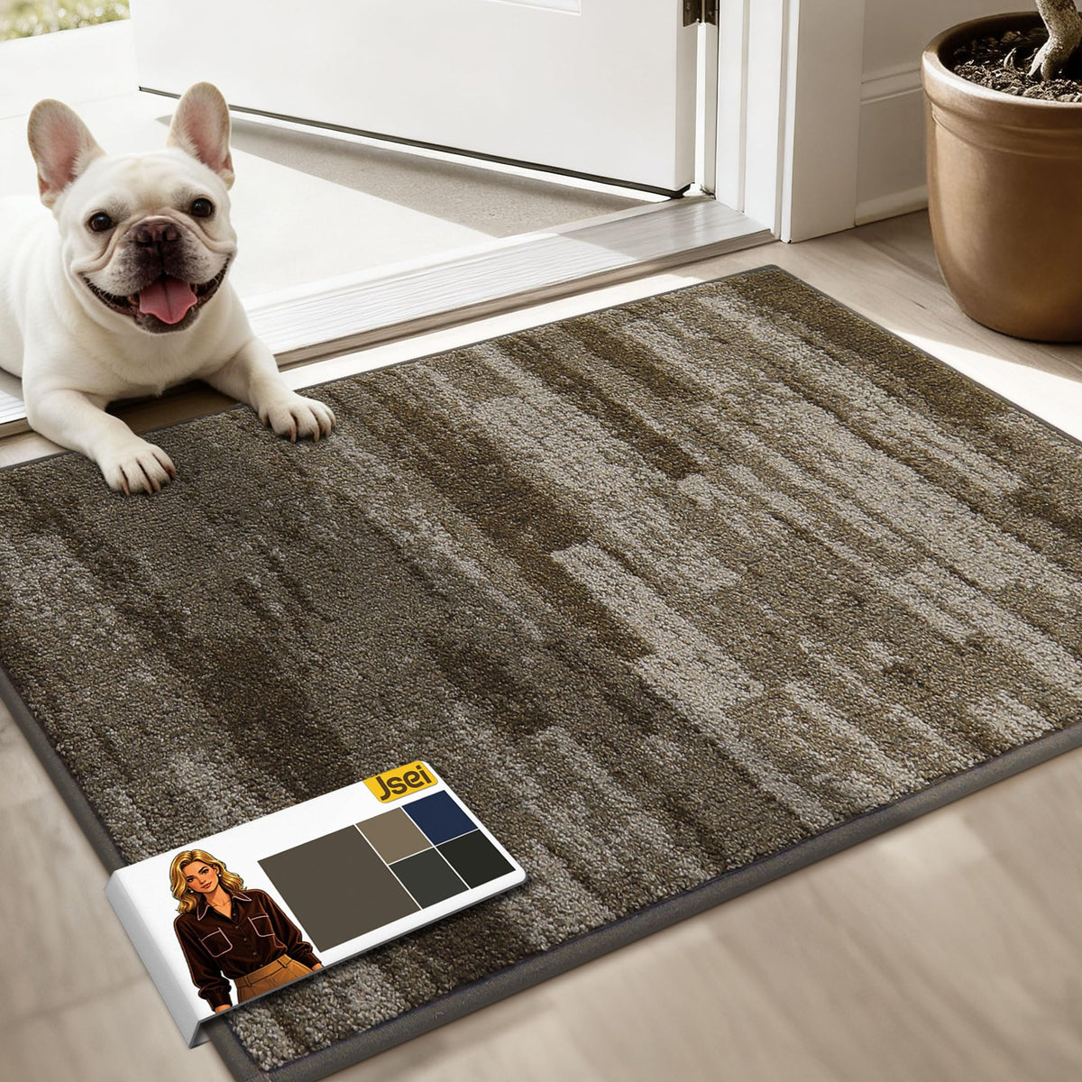 JSEI Dirt Trapper Door Mat 20"x32", Non-Slip Doormat, Blue