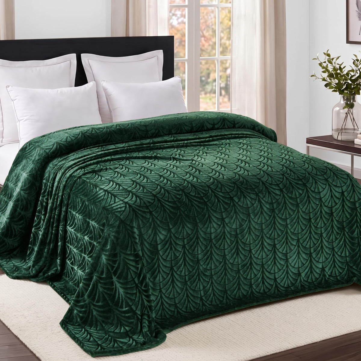 Whale Flotilla Soft Flannel Fleece Throw Blanket for Couch, Olive Green