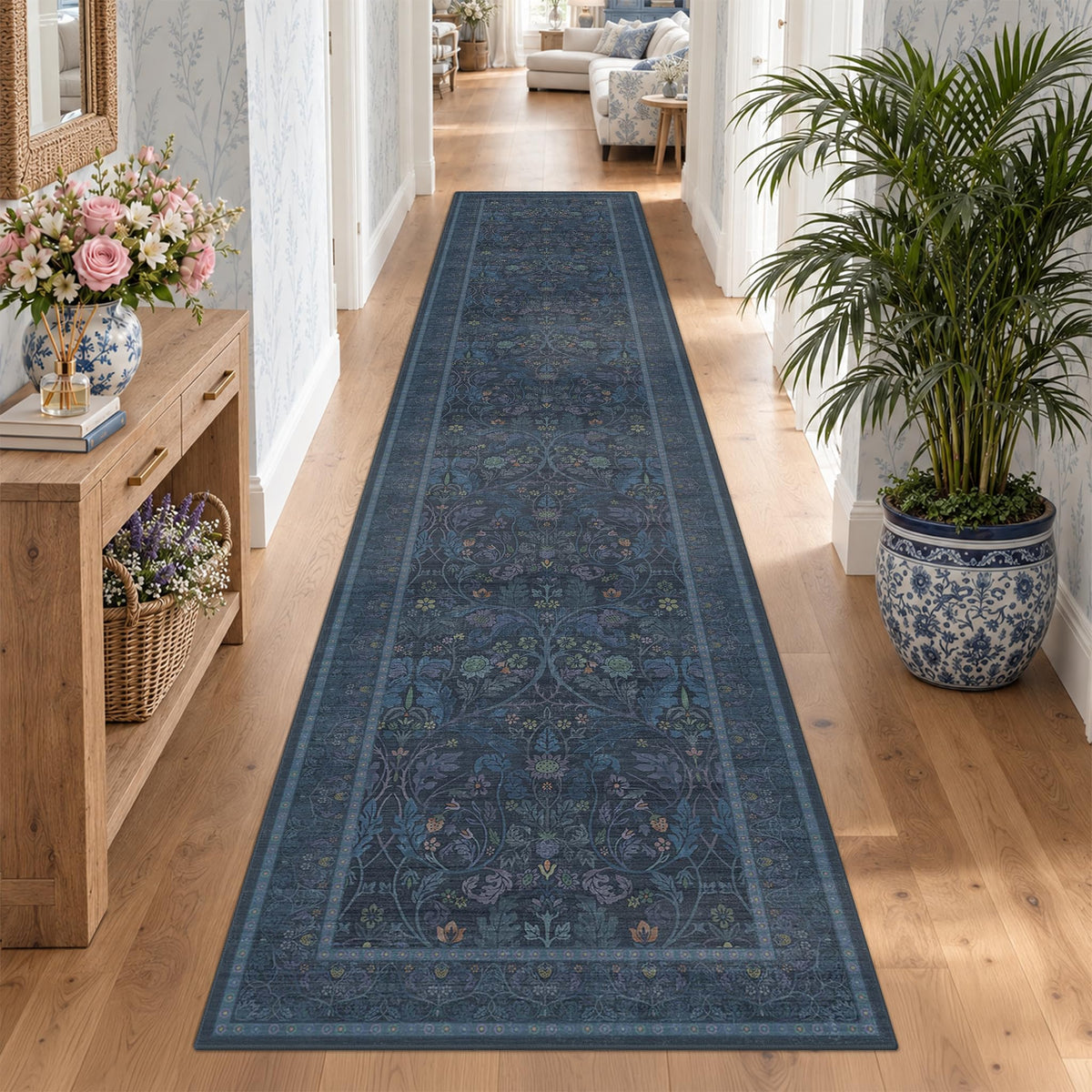 Dark Brown 2x3 Washable Entry Rug, Throw Small Rugs for Entryway Kitchen Bathroom Indoor Door Mat, Farmhouse Floral & Botanical Door Mats, Low Pile Soft Stain Resistant Carpet