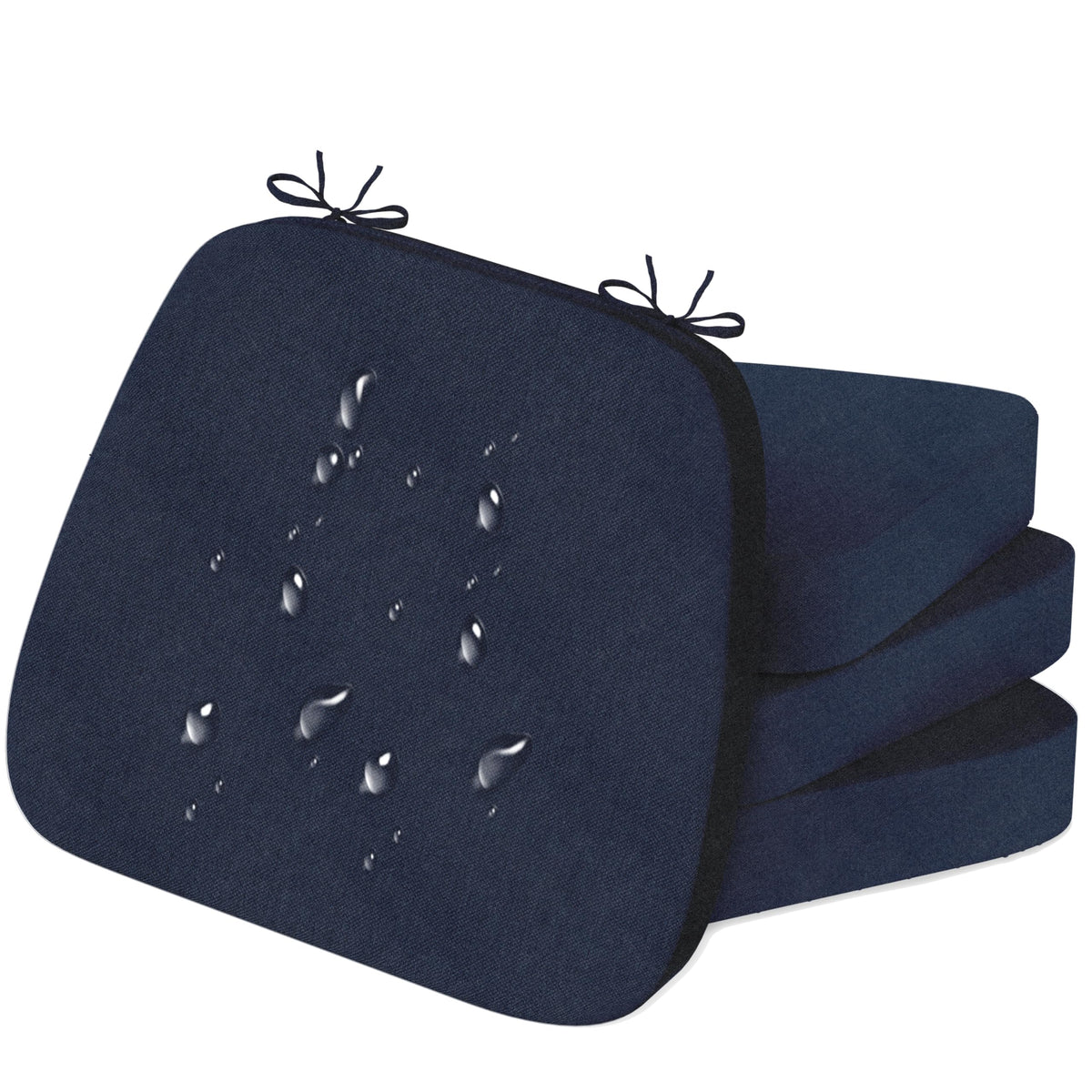 17'' x 16'' x 2.5"Thick Chair Cushions for Dining Chairs, 4 Pack WaterProof Easy Clean Kitchen Chair Pads with Ties and Non-Slip Backing - 30D High Elastic Foam Soft Kitchen Chair Cushions