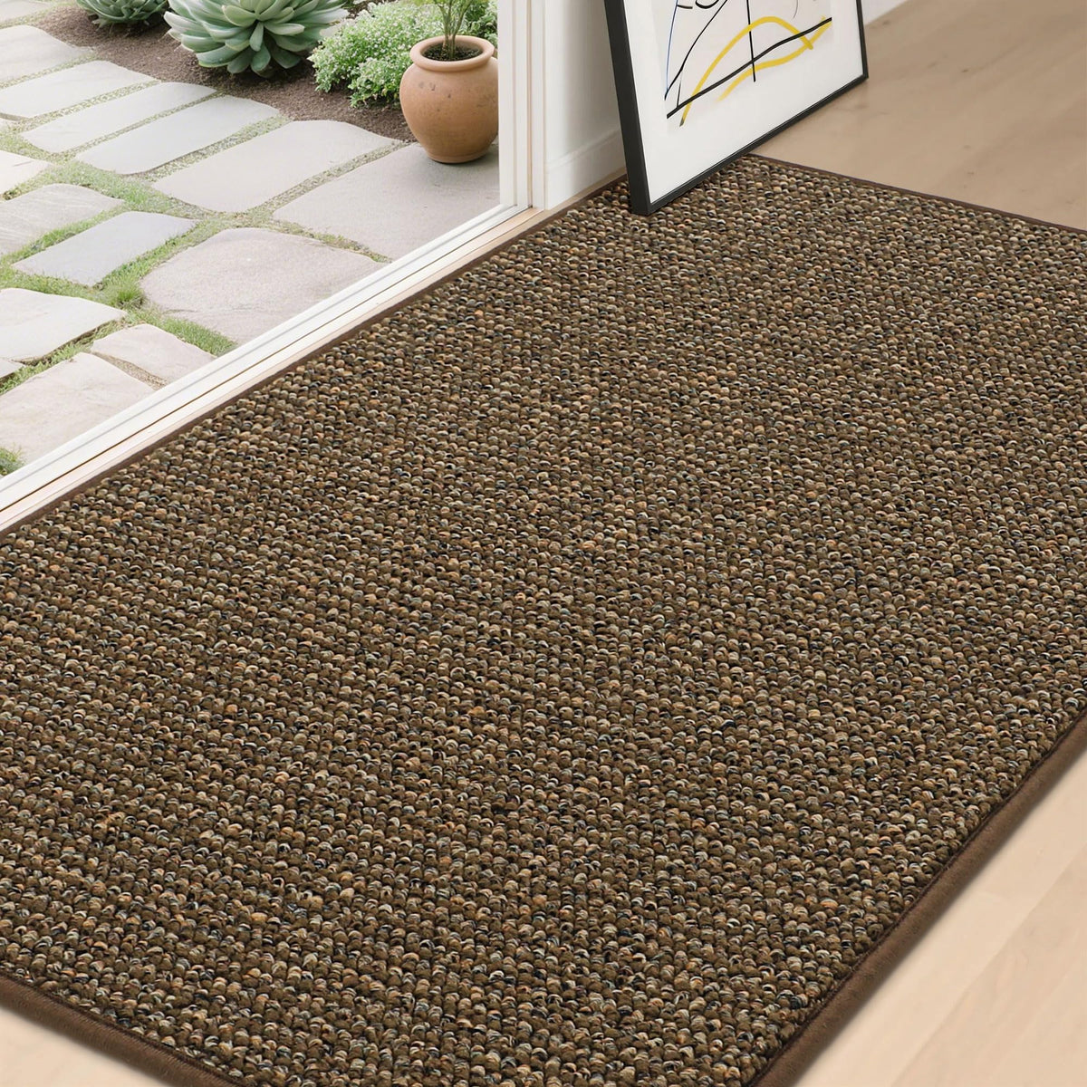 BEQHAUSE Dirt Trapper Door Mat 20" x 32", Non-Slip Washable Doormats, Brown
