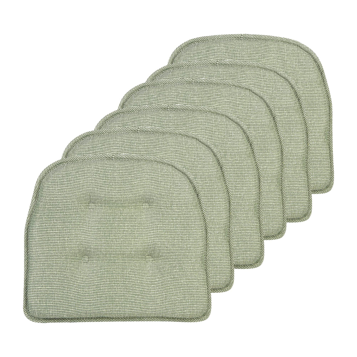 Klear Vu Omega Non-Slip Chair Cushions, Assembled in USA, U-Shaped Skid-Proof Seat Pads for Dining Room, Kitchen, Office, 15"x16" 4 Pack Slub Natural 4 Count