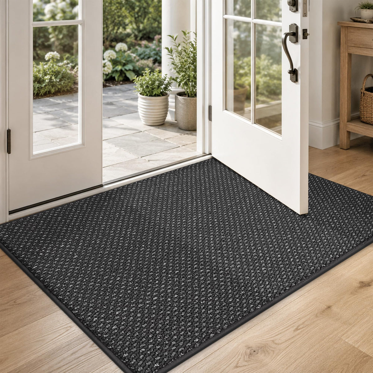 COSY HOMEER Door Mat Non-Slip Entryway Rugs Dirt Trapper, 17"x30", Beige