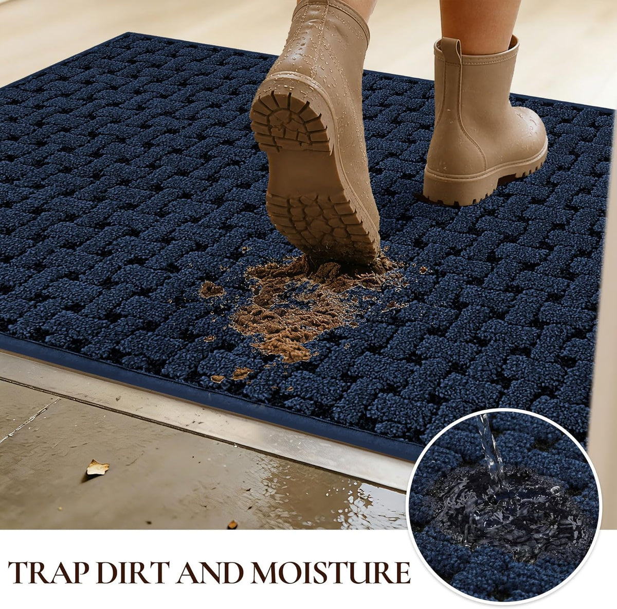 Door Mat Indoor Entrance 36"x60", Non-Slip Entryway Rugs, Blue